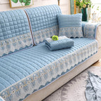 Housse de canapé en dentelle brodée matelassée de luxe antidérapante