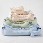 Lit pour chien et chat en tissu vichy doux lavable avec coussins