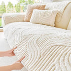 Housse de canapé moderne en peluche douce antidérapante motif géométrique