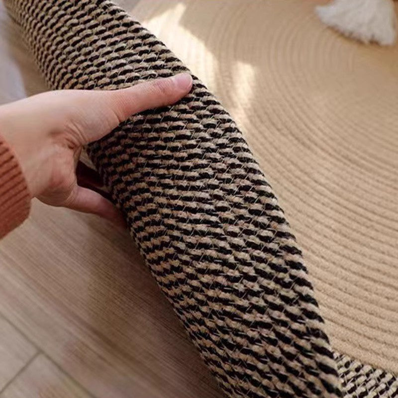 Tapis en jute tissé à la main style nordique durable avec franges pour chat