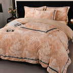 Parure de lit en velours lait à bordure florale 3D douce de qualité supérieure