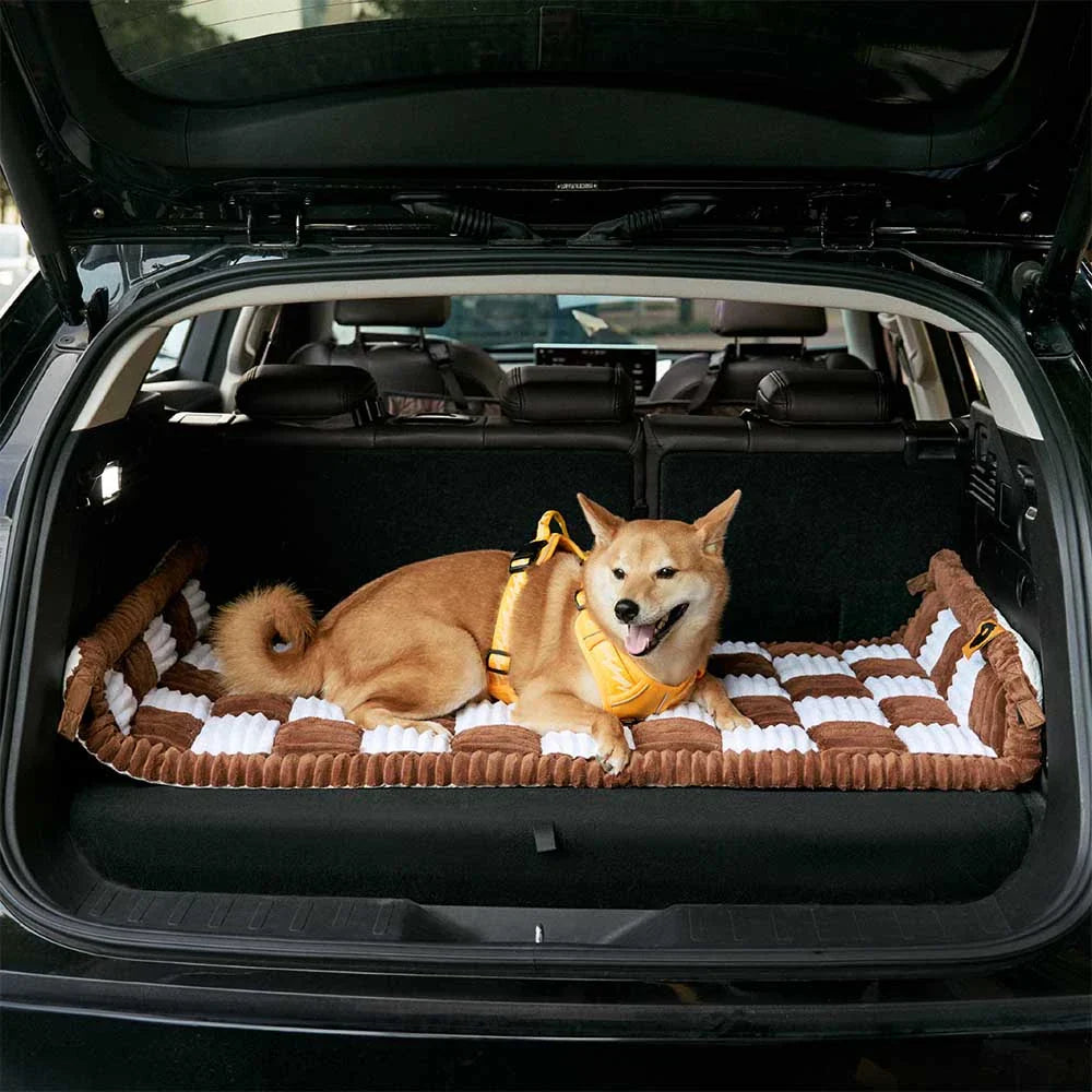 Tapis pour chien en plaid doux et antidérapant pour extension de siège auto