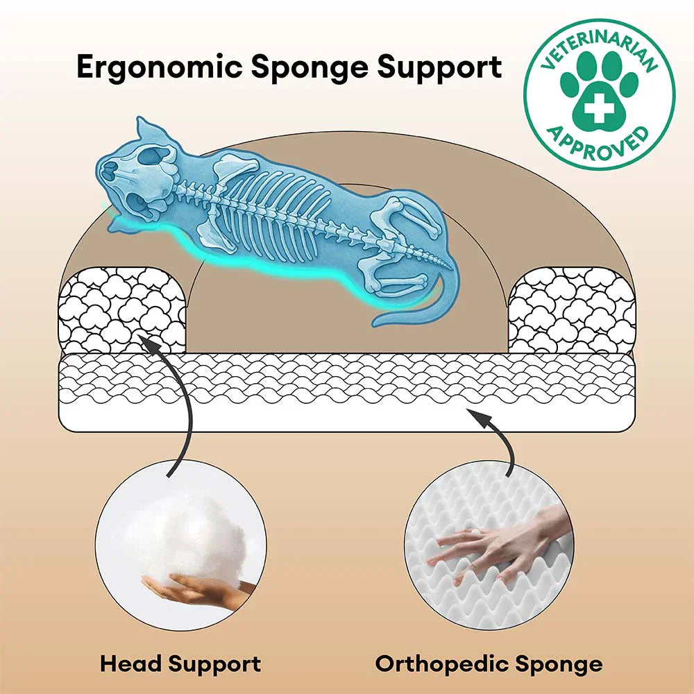 Lit pour chien orthopédique en forme de donut rembourré en similicuir deluxe amovible - WarmNest