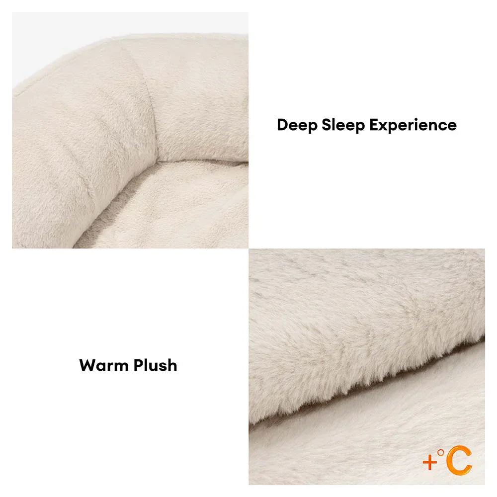 Lit pour chien orthopédique en forme de donut rembourré en similicuir deluxe amovible - WarmNest