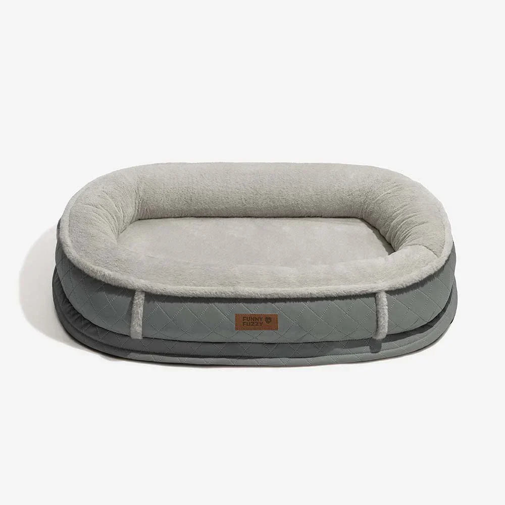 Lit pour chien orthopédique en forme de donut rembourré en similicuir deluxe amovible - WarmNest