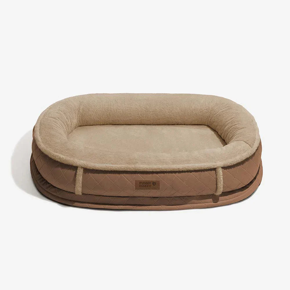 Lit pour chien orthopédique en forme de donut rembourré en similicuir deluxe amovible - WarmNest
