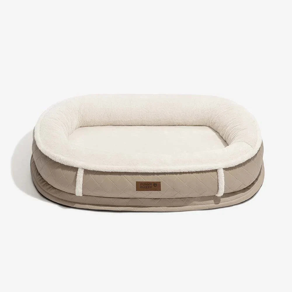 Lit pour chien orthopédique en forme de donut rembourré en similicuir deluxe amovible - WarmNest