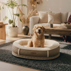 Lit pour chien orthopédique en forme de donut rembourré en similicuir deluxe amovible - WarmNest