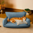 Lit orthopédique pour chien à deux couches en chenille amovible et mousse avec coussin toutes saisons