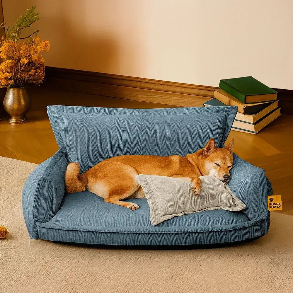 Lit orthopédique pour chien à deux couches en chenille amovible et mousse avec coussin toutes saisons