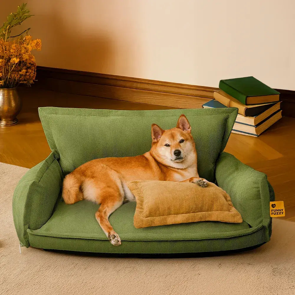 Lit orthopédique pour chien à deux couches en chenille amovible et mousse avec coussin toutes saisons