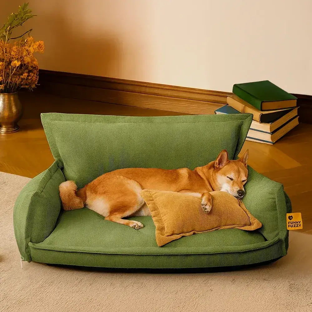 Lit orthopédique pour chien à deux couches en chenille amovible et mousse avec coussin toutes saisons