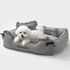 Lit pour chien et chat en tissu vichy doux lavable avec coussins