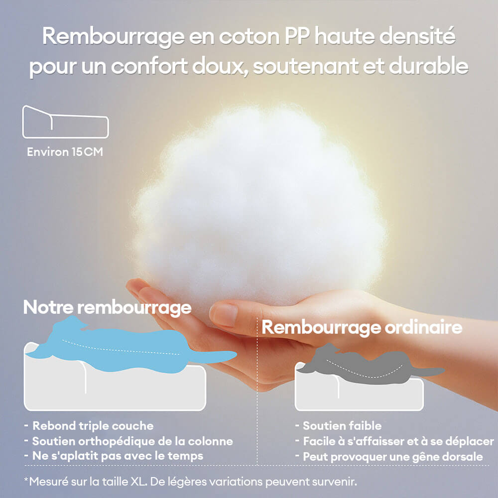 Lit orthopédique pour chien rectangulaire extra large lavable - Sieste rafraîchissante