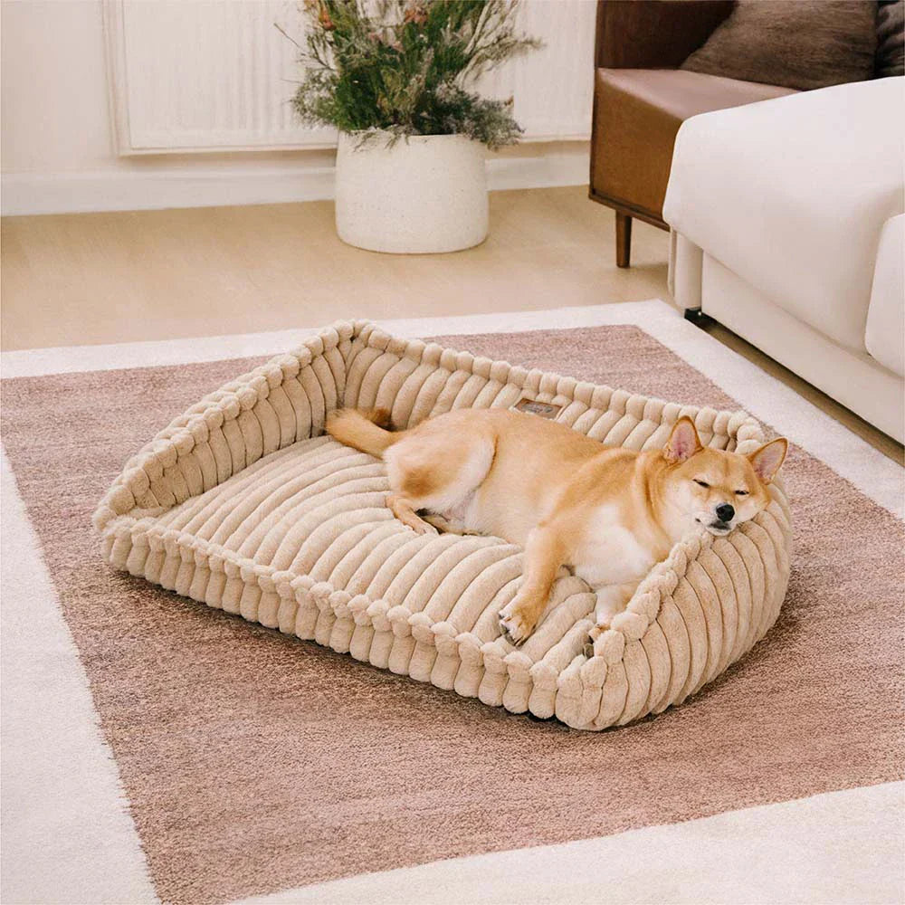 Couchage pour chien en mousse orthopédique avec coussin en coin amovible et chaleur douce - CozySlope