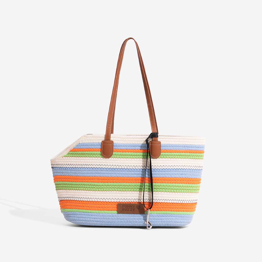 Sac de plage en coton tissé léger fait main transport pour animaux idéal pour les vacances d'été