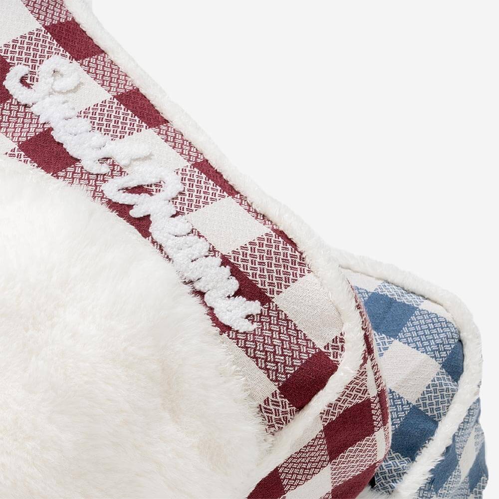 Lit rectangulaire pour chien avec tête de dossier à carreaux classiques et grand soutien apaisant - Dreamy Wave