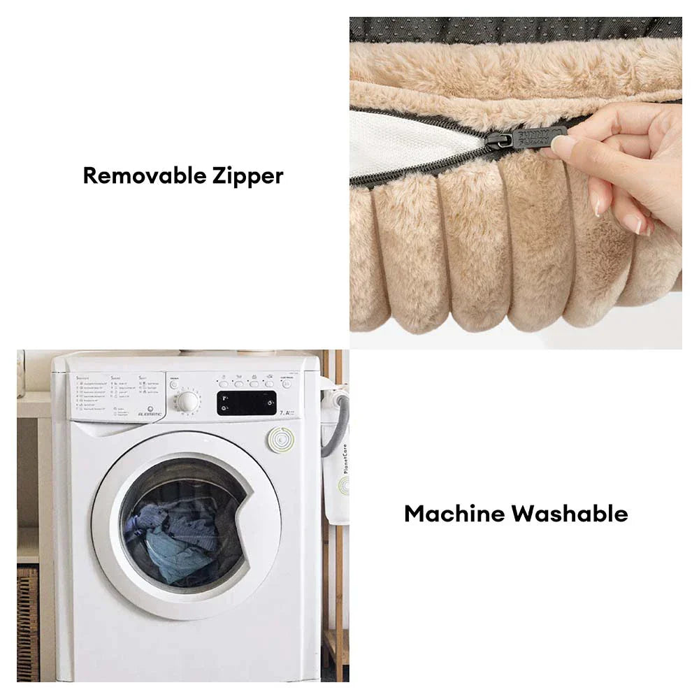 Couchage pour chien en mousse orthopédique avec coussin en coin amovible et chaleur douce - CozySlope