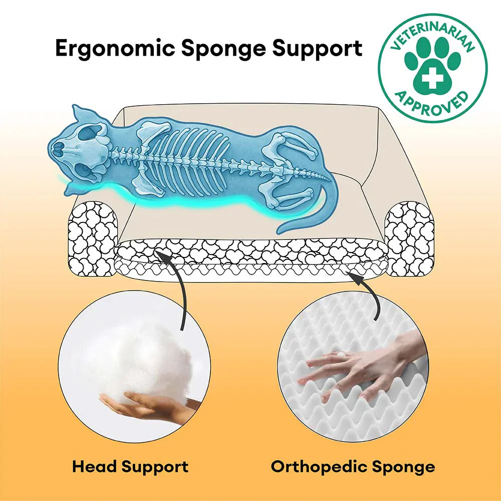 Couchage pour chien en mousse orthopédique avec coussin en coin amovible et chaleur douce - CozySlope