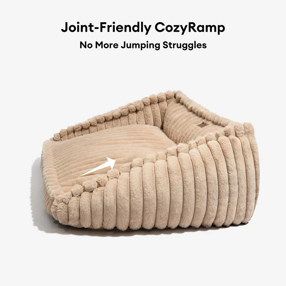 Couchage pour chien en mousse orthopédique avec coussin en coin amovible et chaleur douce - CozySlope