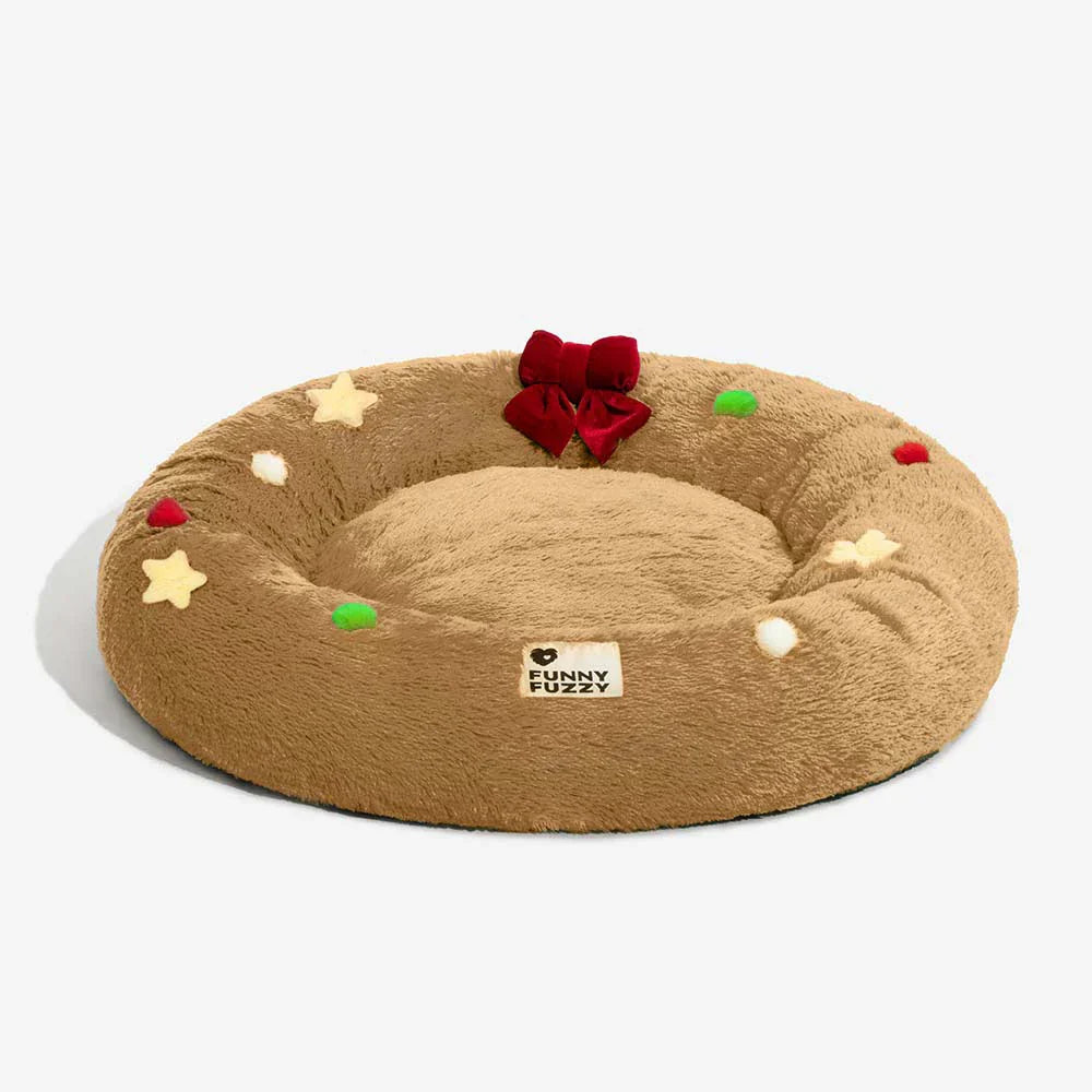 Coussin pour chien en peluche apaisant FUNNYFUZZY en forme de couronne de Noël – HolidaySnuggle