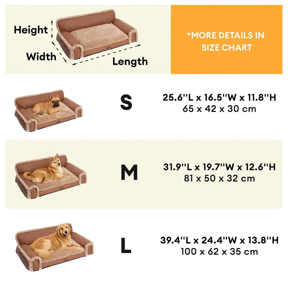 Lit orthopédique pour chien en cuir synthétique et mousse amovible avec peluche - WarmRest