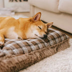 Tapis en peluche réversible à motif carreaux pour chien