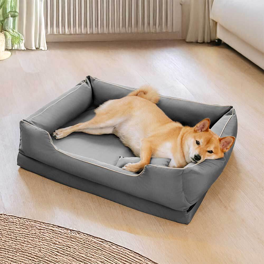Lit pour chien style nordique imperméable anti-rayures lavable avec coussin