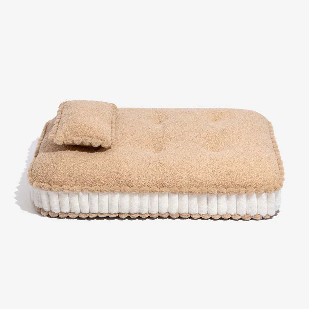Lit orthopédique pour chien inspiré des biscuits en peluche confortable avec coussin – SweetNap