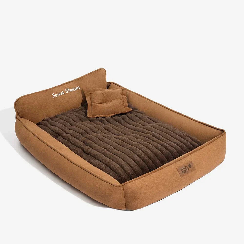 Lit pour chien en mousse rétro en suédine lavable double face avec coussin - SweetDream