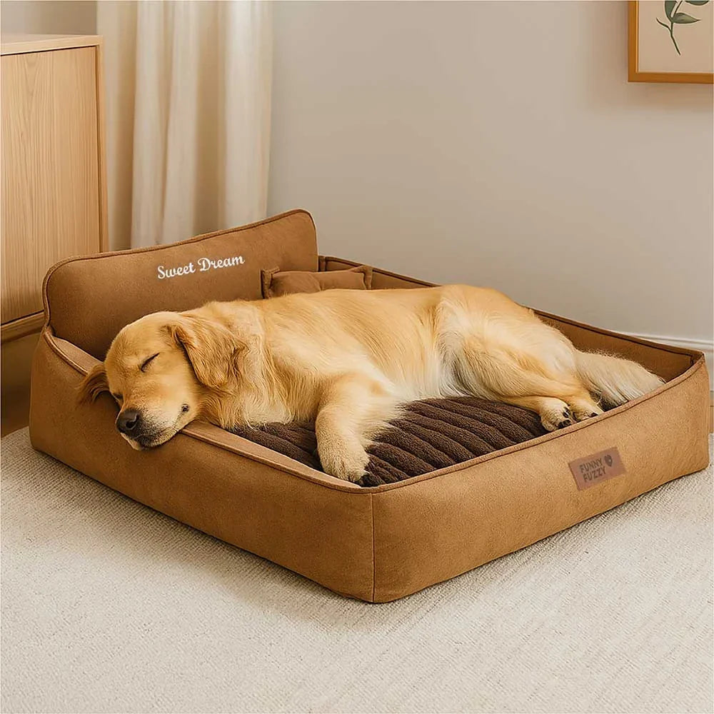 Lit pour chien en mousse rétro en suédine lavable double face avec coussin - SweetDream