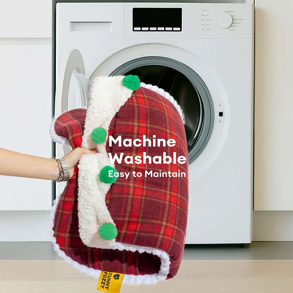 FUNNYFUZZY Chaussette de Noël Sac de Couchage Douillet pour Animaux Lit pour Chien – SantaNap