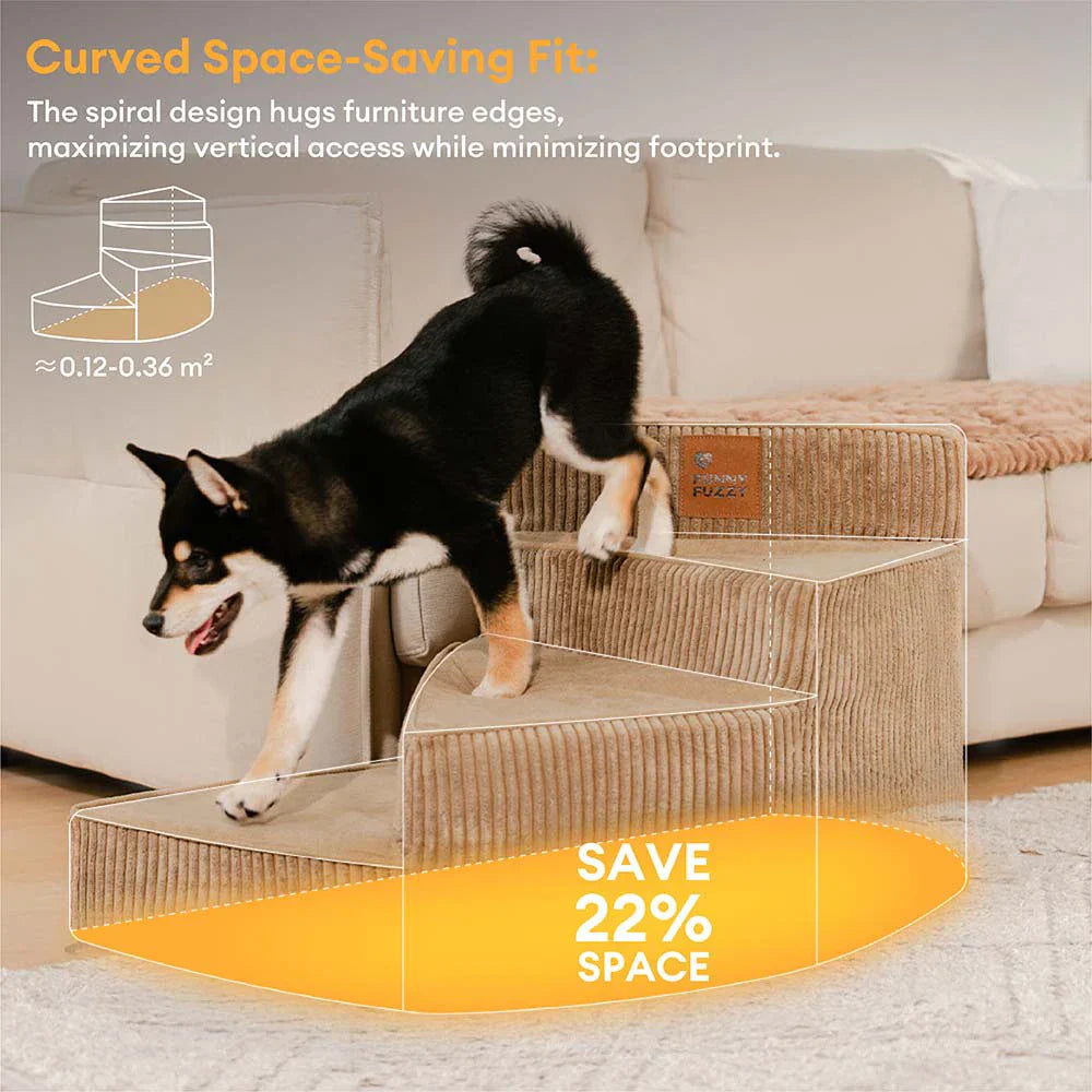 Escalier pour animaux en spirale amovible en velours côtelé confortable et amical pour les articulations - CreamyStep