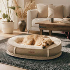 Lit pour chien orthopédique en forme de donut rembourré en similicuir deluxe amovible - WarmNest