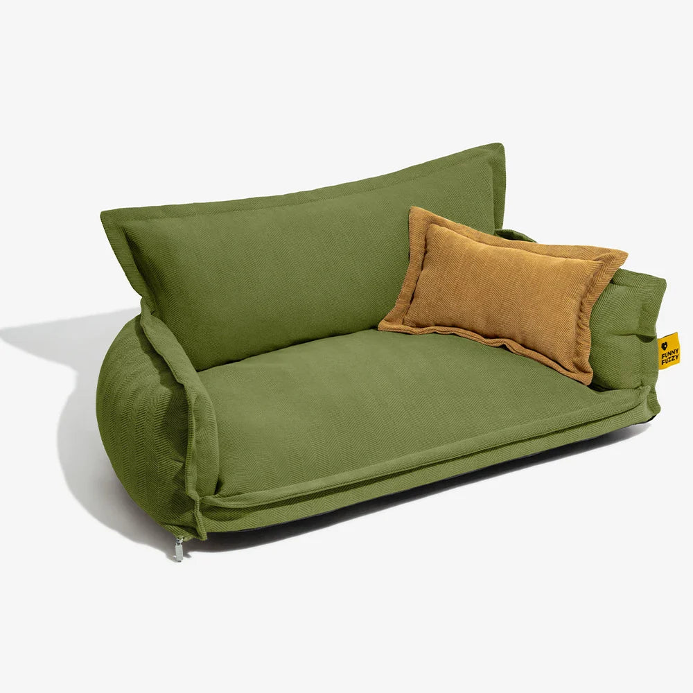 Lit orthopédique pour chien à deux couches en chenille amovible et mousse avec coussin toutes saisons