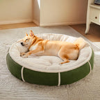 Lit chien donut velours côtelé ultra doux anti anxiété
