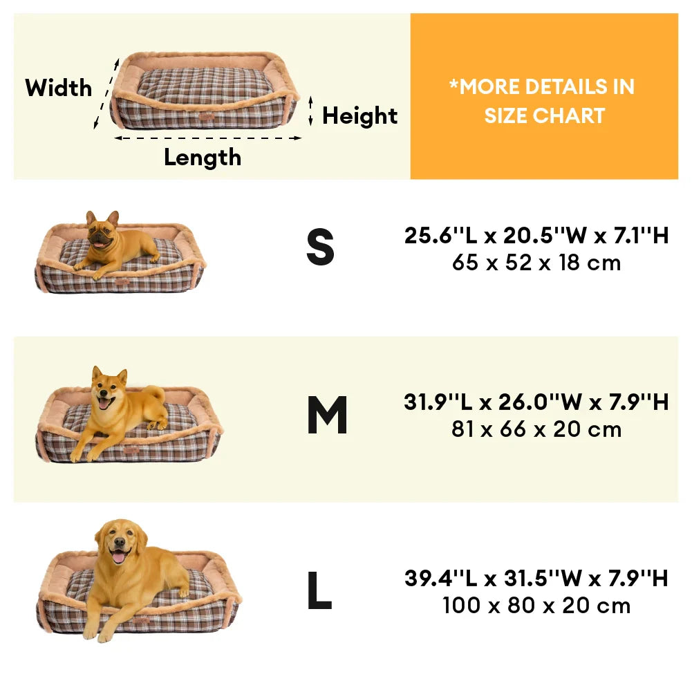 Lit pour chien en peluche lavable à motif vintage à carreaux - TuckNap