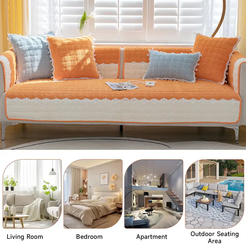 Housse de canapé en velours côtelé chaude et résistante aux éraflures