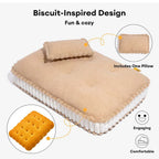 Lit orthopédique pour chien inspiré des biscuits en peluche confortable avec coussin – SweetNap