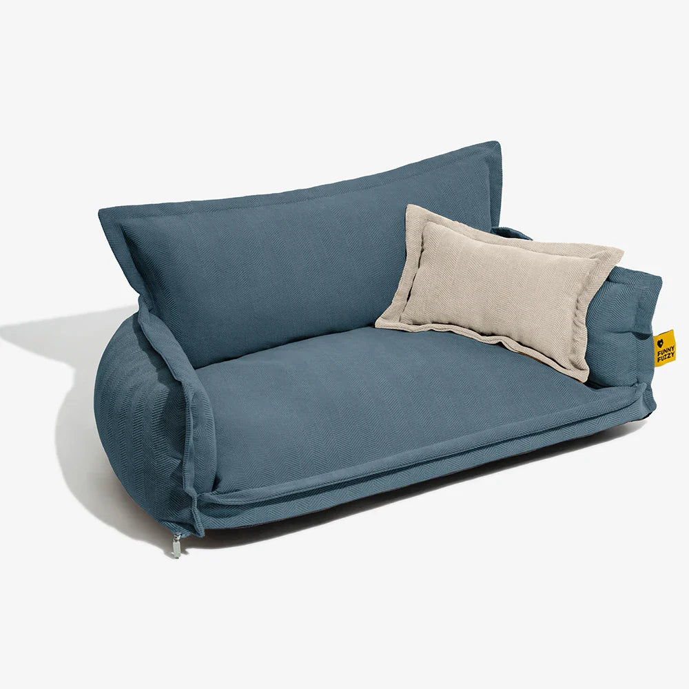 Lit orthopédique pour chien à deux couches en chenille amovible et mousse avec coussin toutes saisons