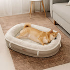 Lit pour chien orthopédique en forme de donut rembourré en similicuir deluxe amovible - WarmNest