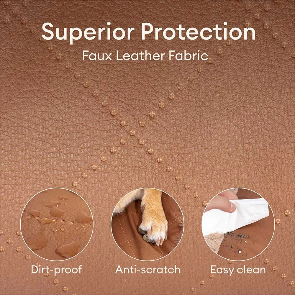 Lit orthopédique pour chien en cuir synthétique et mousse amovible avec peluche - WarmRest
