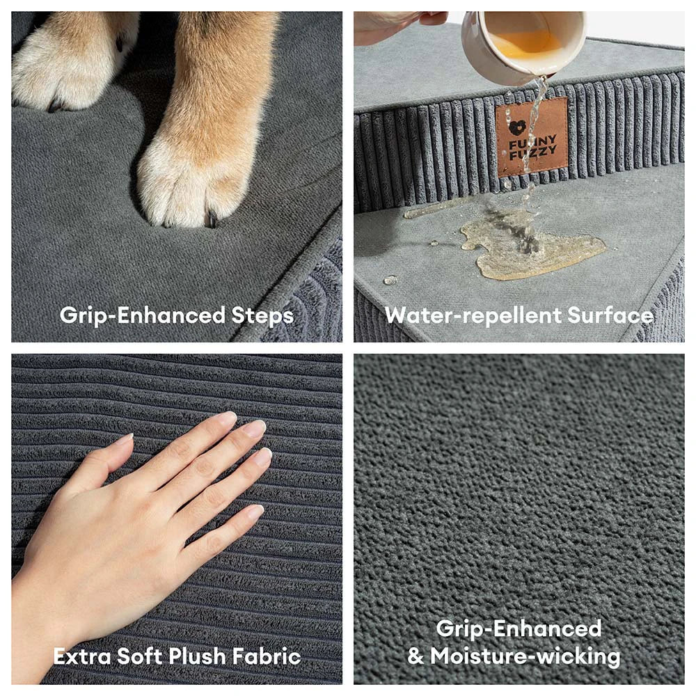 Escalier pour animaux en spirale amovible en velours côtelé confortable et amical pour les articulations - CreamyStep