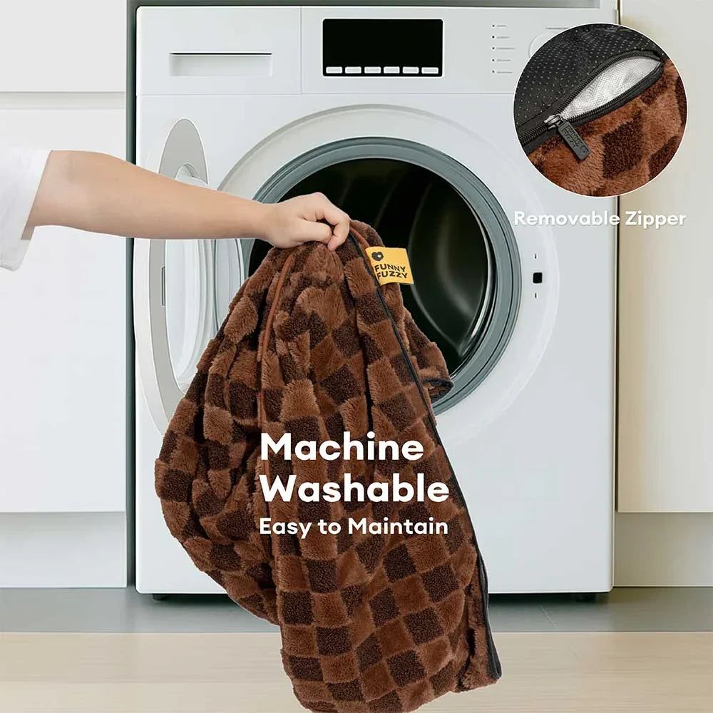 Lit orthopédique amovible en peluche à carreaux pour chien – CozyNest