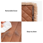 Tapis pour chien réversible en simili cuir avec plaid chaud éponge amovible et oreiller