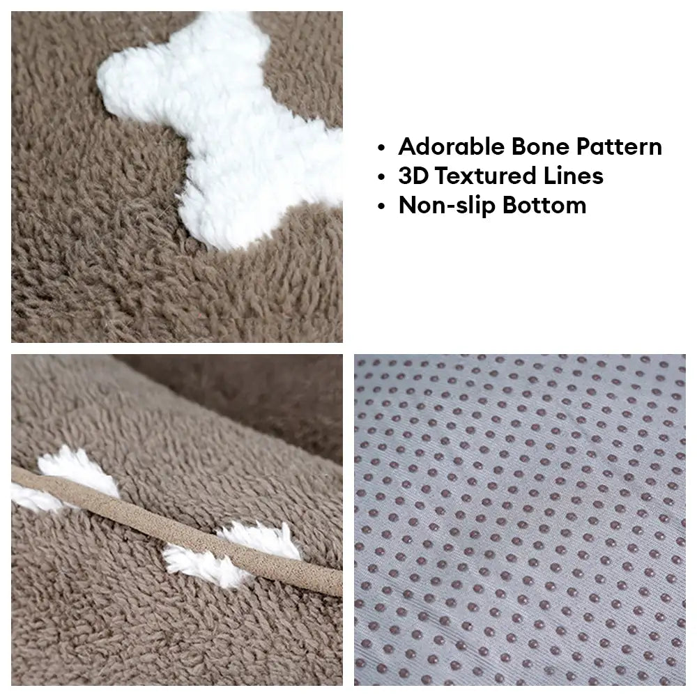Lit pour chien en peluche à motif os carré pour sommeil profond