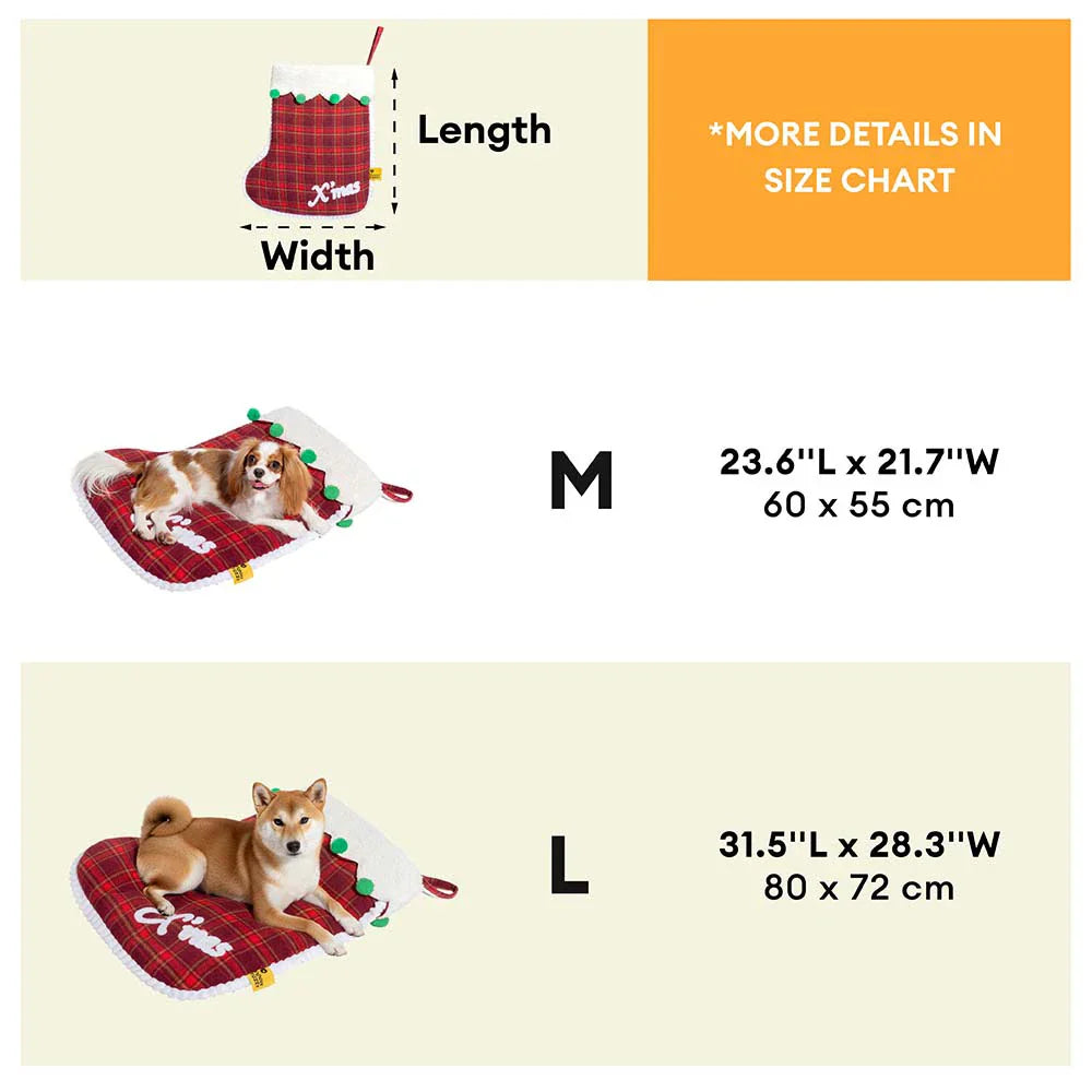 FUNNYFUZZY Chaussette de Noël Sac de Couchage Douillet pour Animaux Lit pour Chien – SantaNap