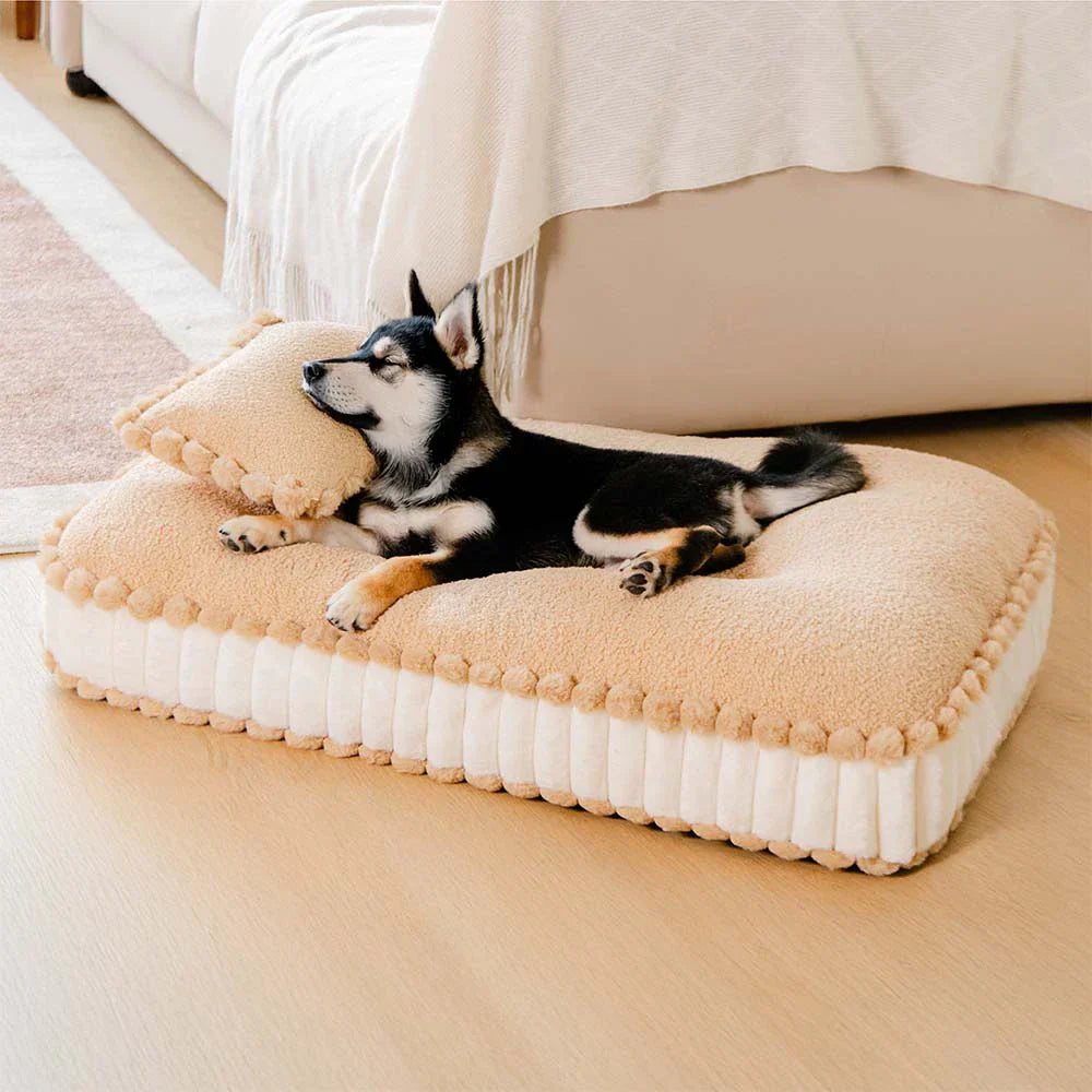 Lit orthopédique pour chien inspiré des biscuits en peluche confortable avec coussin – SweetNap