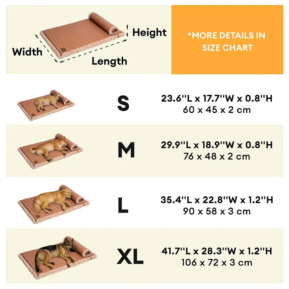 Tapis pour chien réversible en simili cuir avec plaid chaud éponge amovible et oreiller