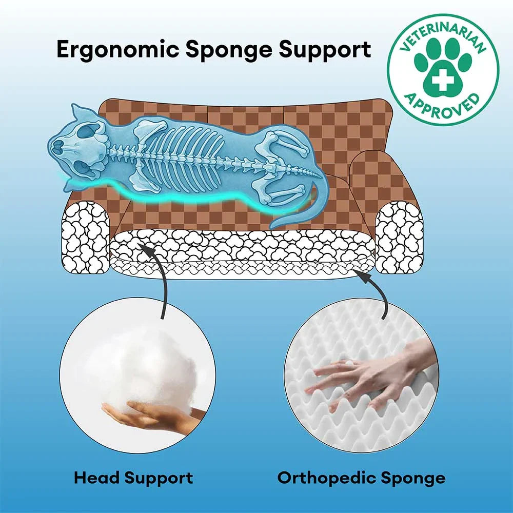 Lit orthopédique amovible en peluche à carreaux pour chien – CozyNest